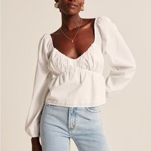Abercrombie & Fitch White Puff Sleeve Blouse